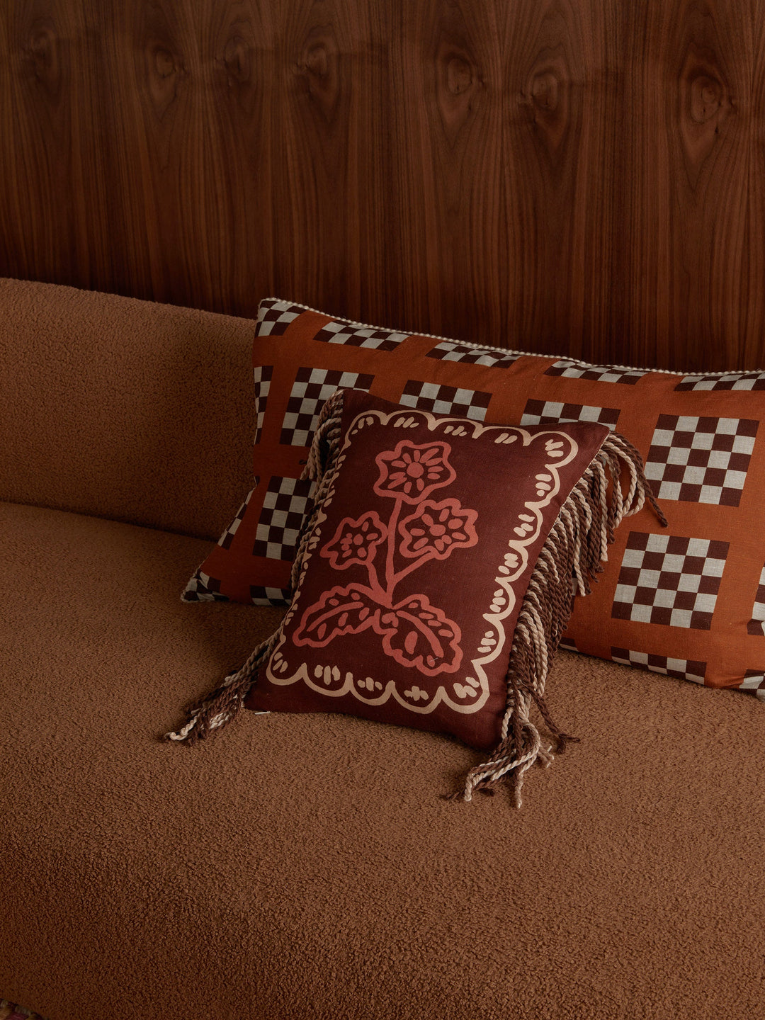 Bonnie & Neil Lattice Tan Cushion 75x45cm