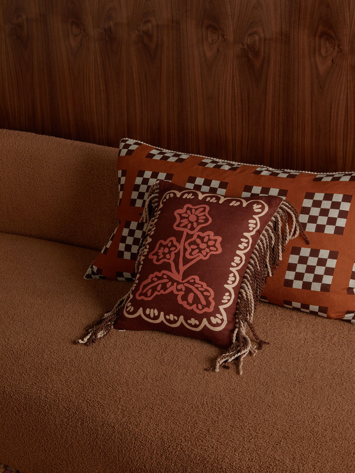 Bonnie & Neil Lattice Tan Cushion 75x45cm