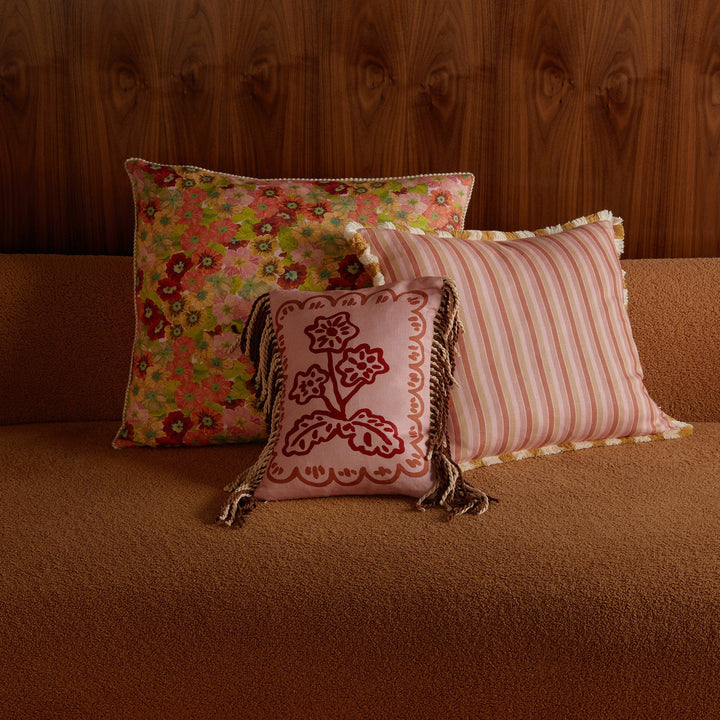 Bonnie & Neil Garden Stripe Pink Cushion 50cm