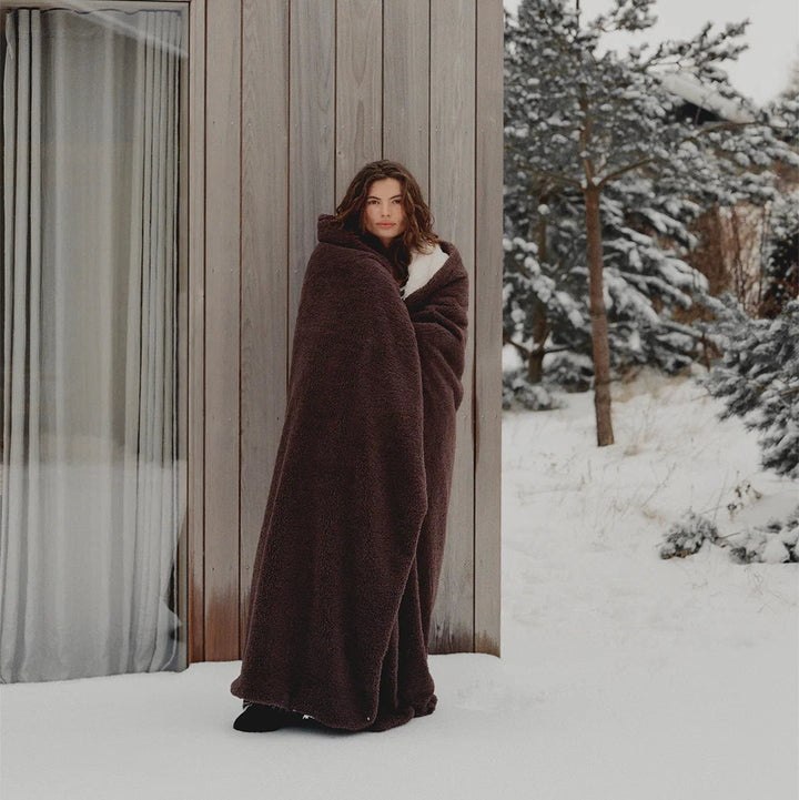 Hommey Faux Fur Throw Blanket - Chocolate