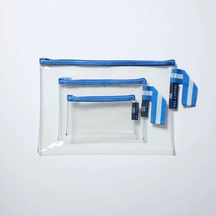 Project Ten Clear Zip Pouch Bundle – Blue