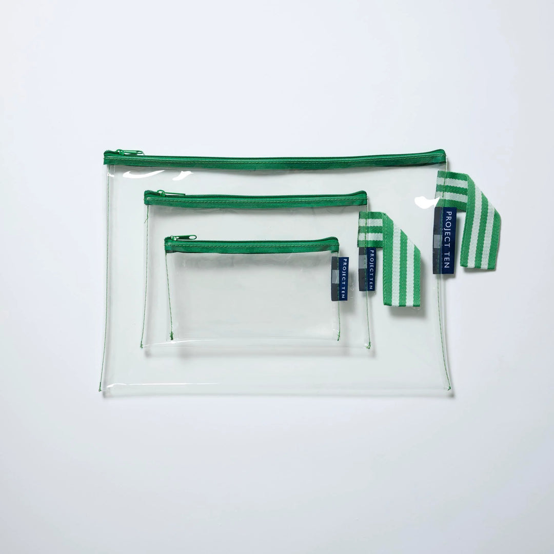 Project Ten Clear Zip Pouch Bundle – Green