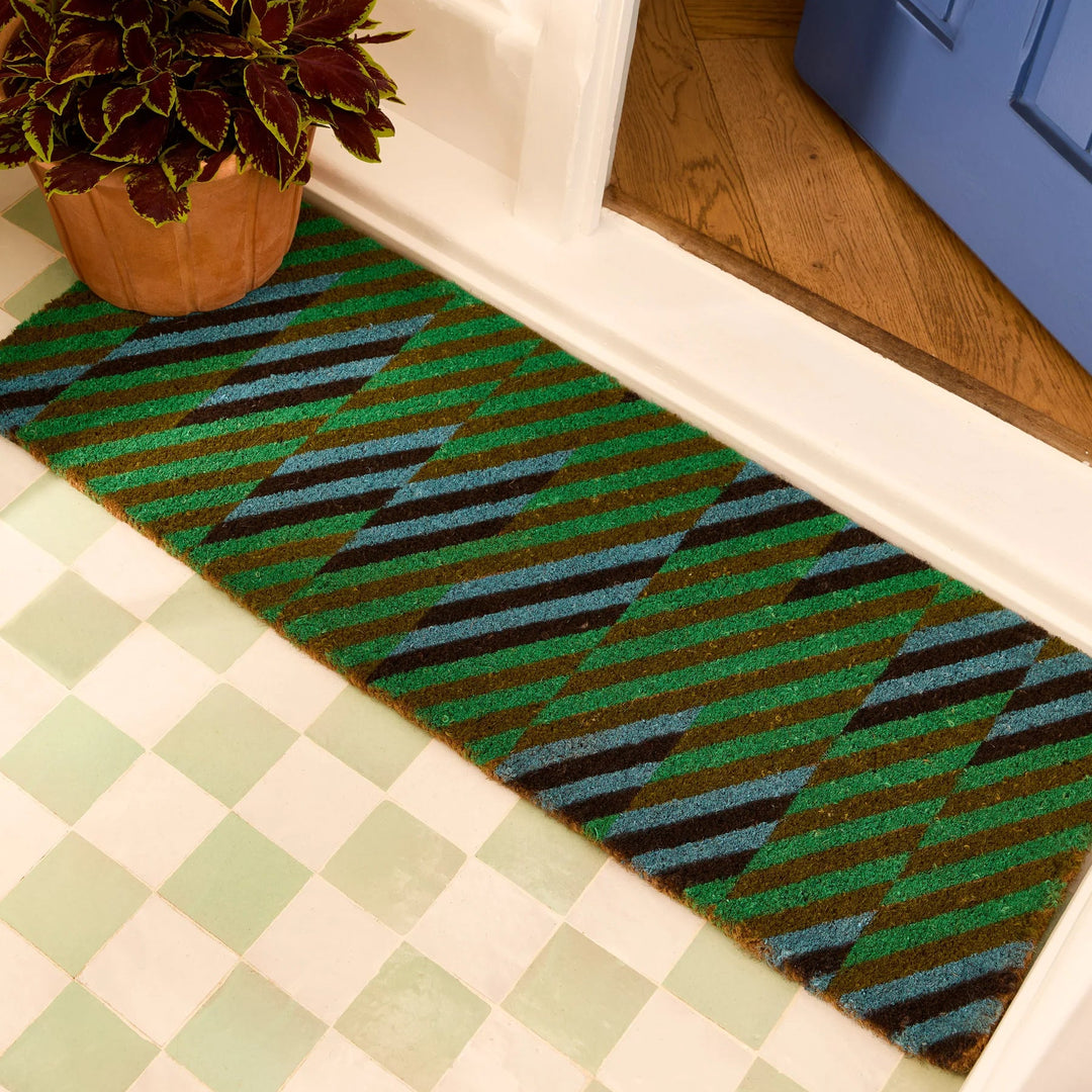Bonnie & Neil Patchwork Blue Green Long Door Mat