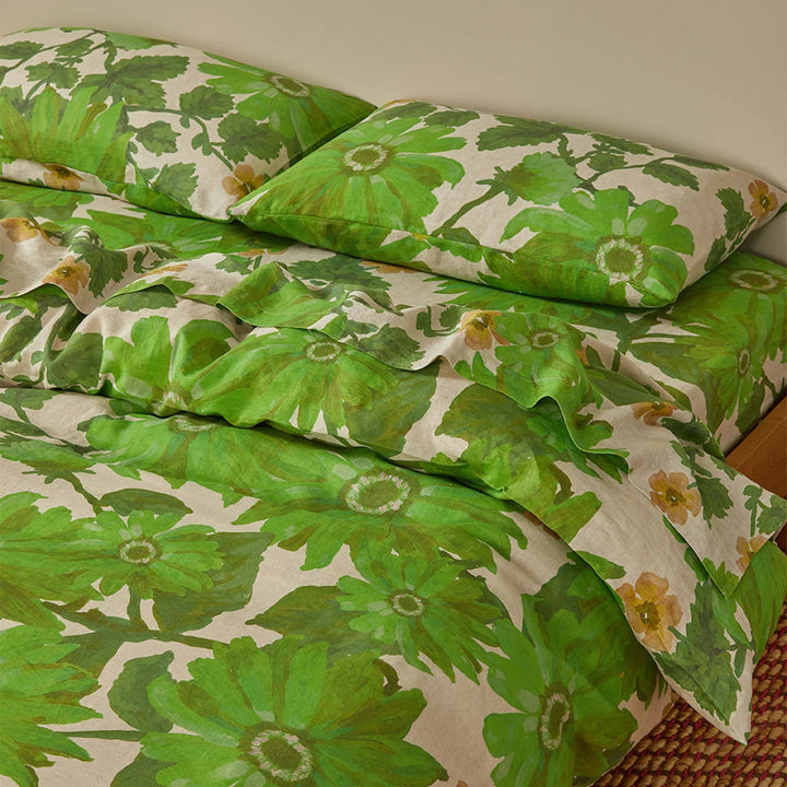 Bonnie & Neil Marigold Leaf Linen Quilt Cover