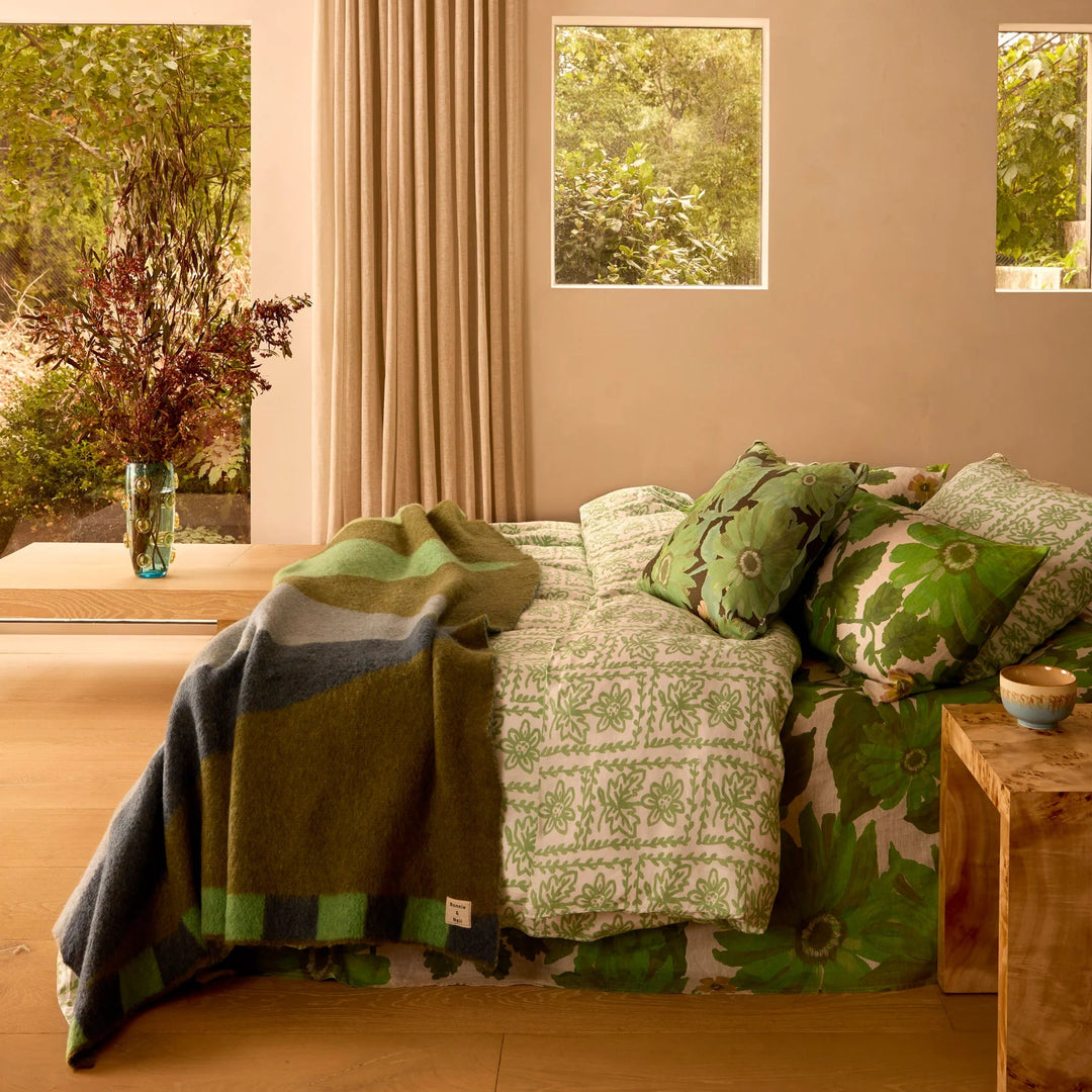 Bonnie & Neil Daisy Sage Linen Quilt Cover