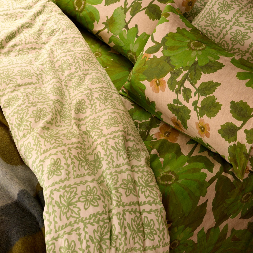 Bonnie & Neil Daisy Sage Linen Quilt Cover