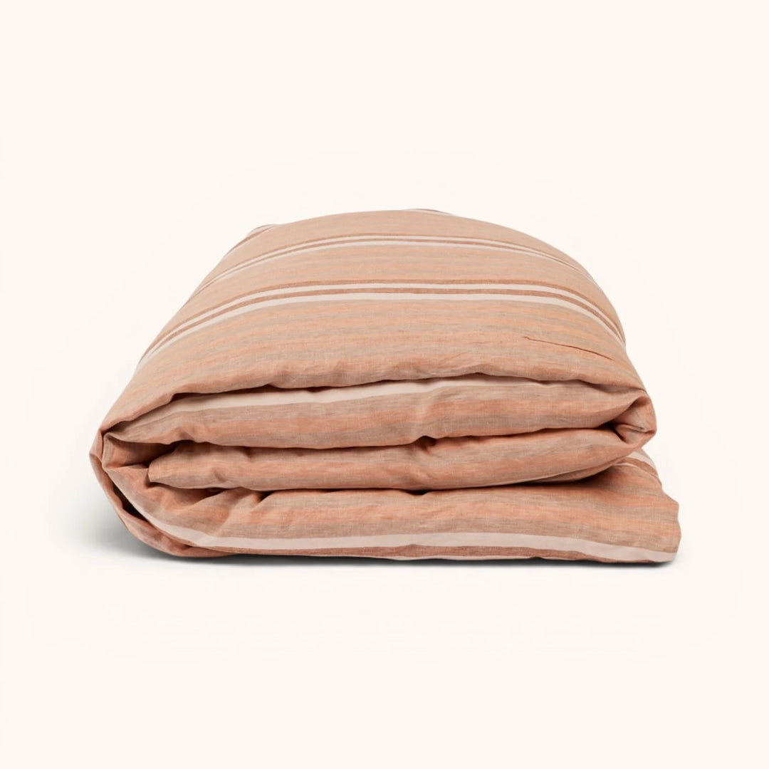 Bonnie & Neil Stripe Hazelnut Linen Quilt Cover