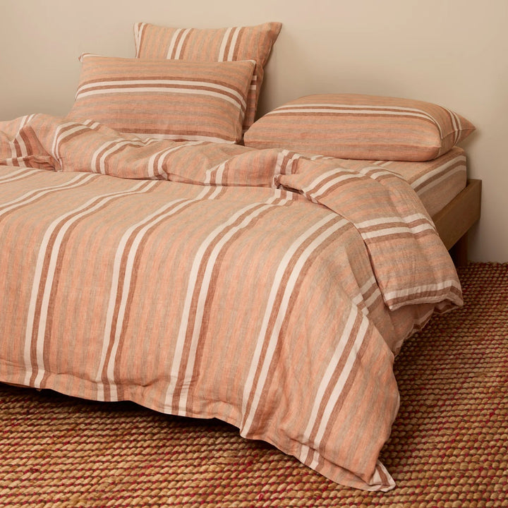 Bonnie & Neil Stripe Hazelnut Linen Quilt Cover