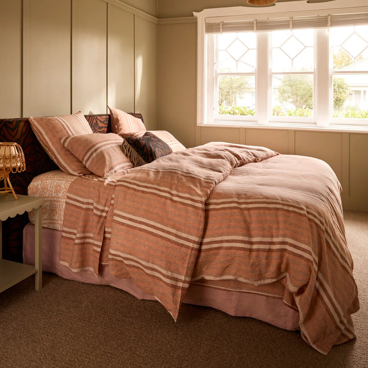 Bonnie & Neil Stripe Hazelnut Linen Fitted Sheet