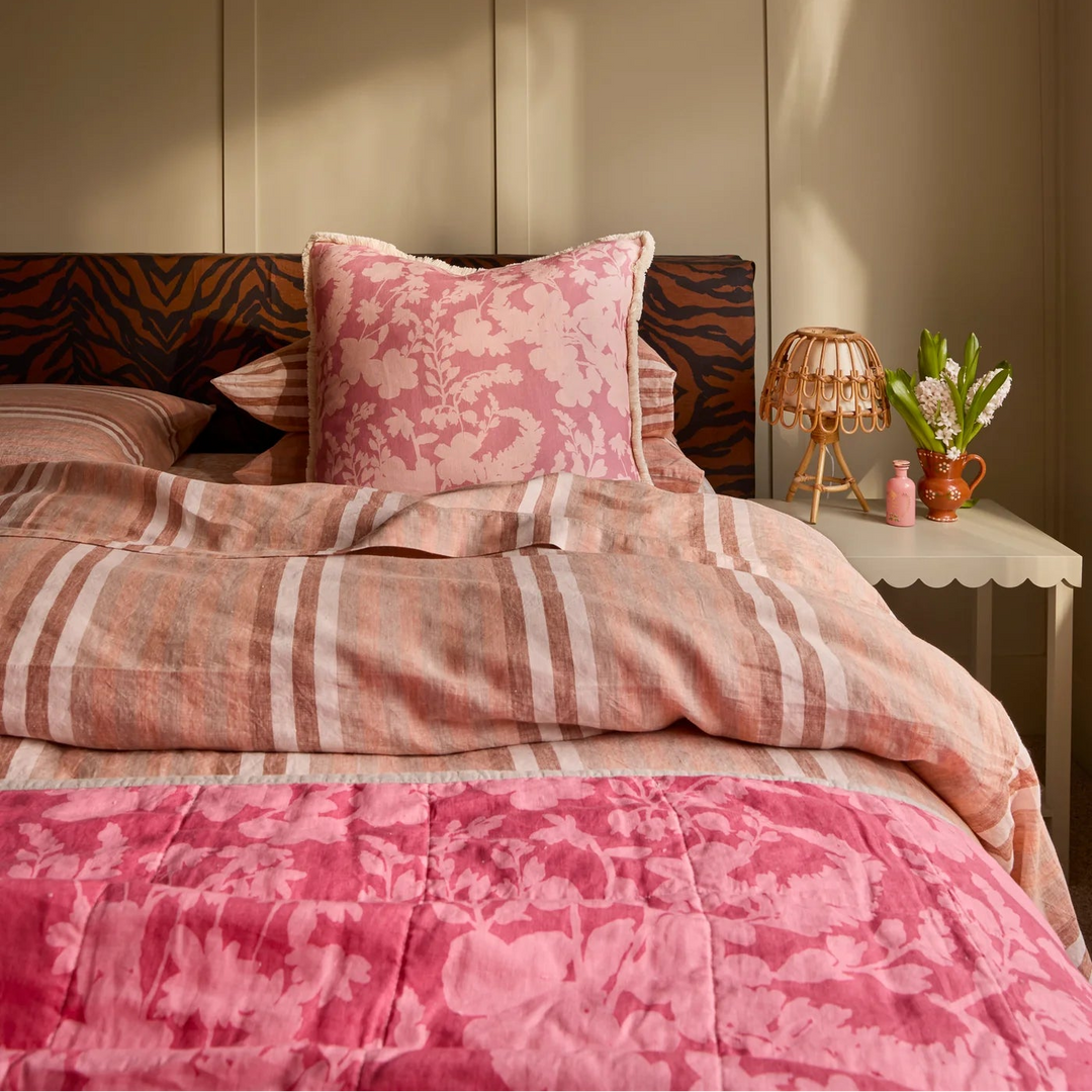 Bonnie & Neil Stripe Hazelnut Linen Quilt Cover