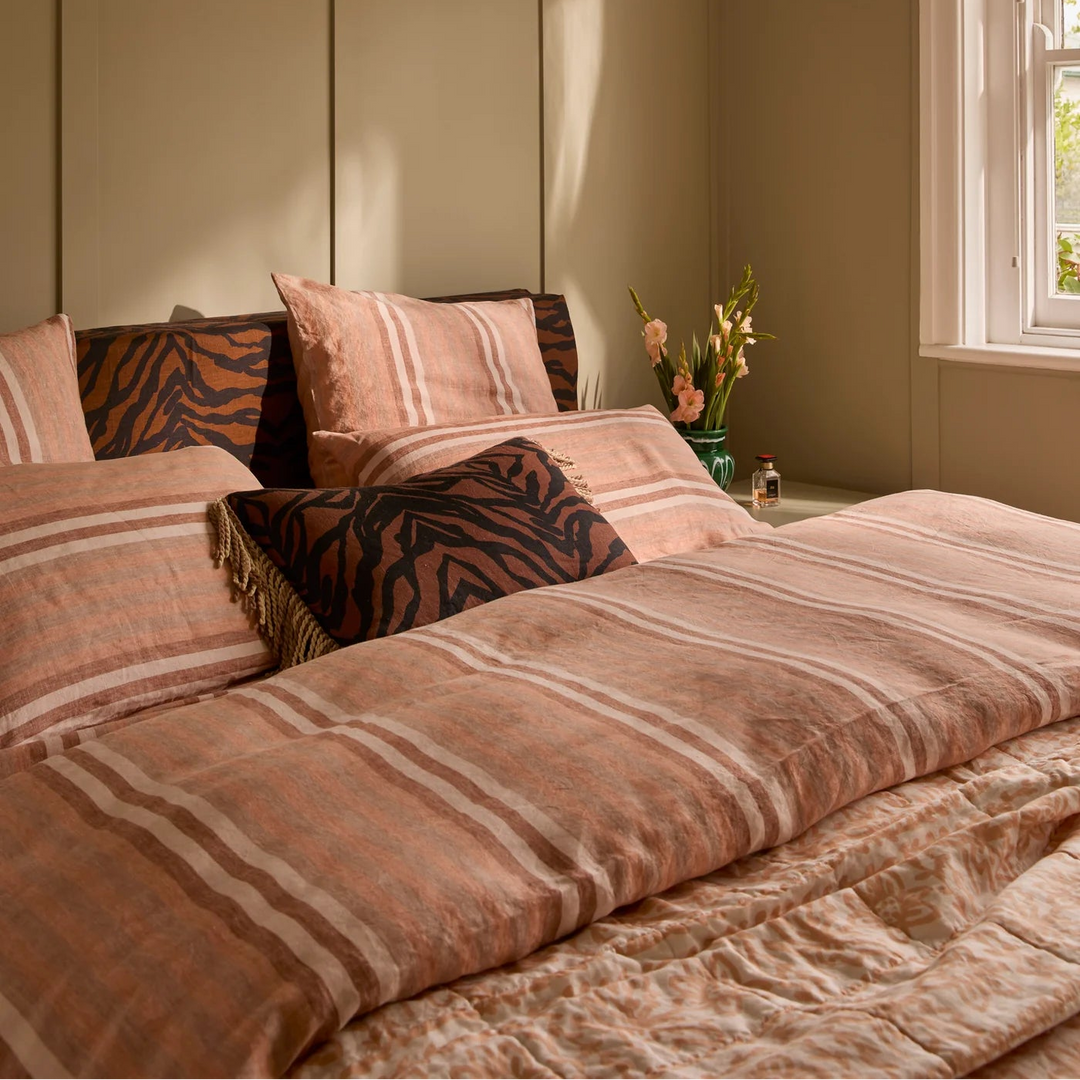 Bonnie & Neil Stripe Hazelnut Linen Quilt Cover