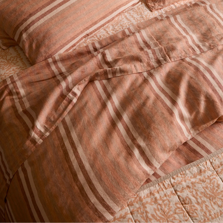 Bonnie & Neil Stripe Hazelnut Linen Fitted Sheet