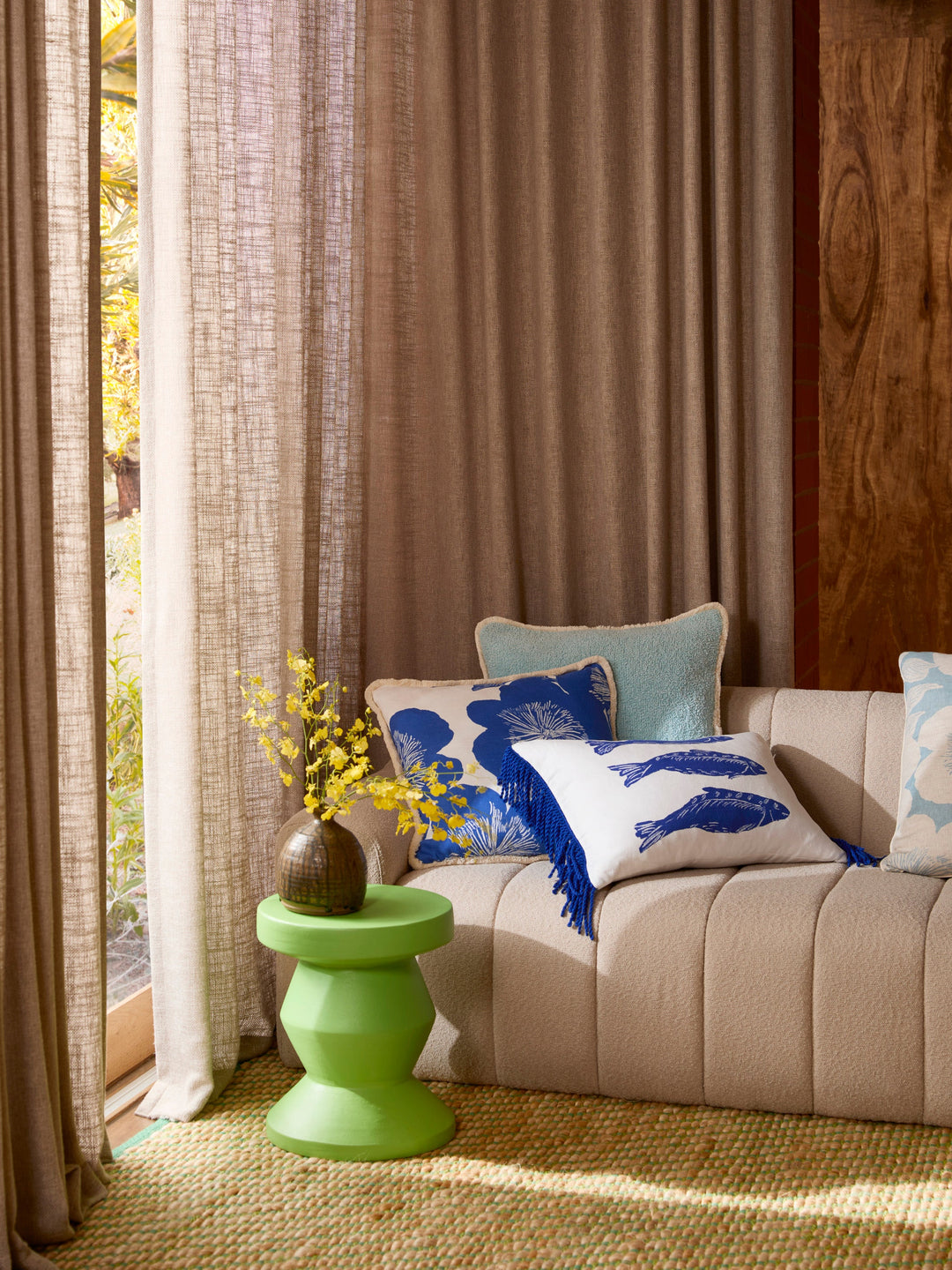 Bonnie & Neil Grain Blue Cushion 50cm