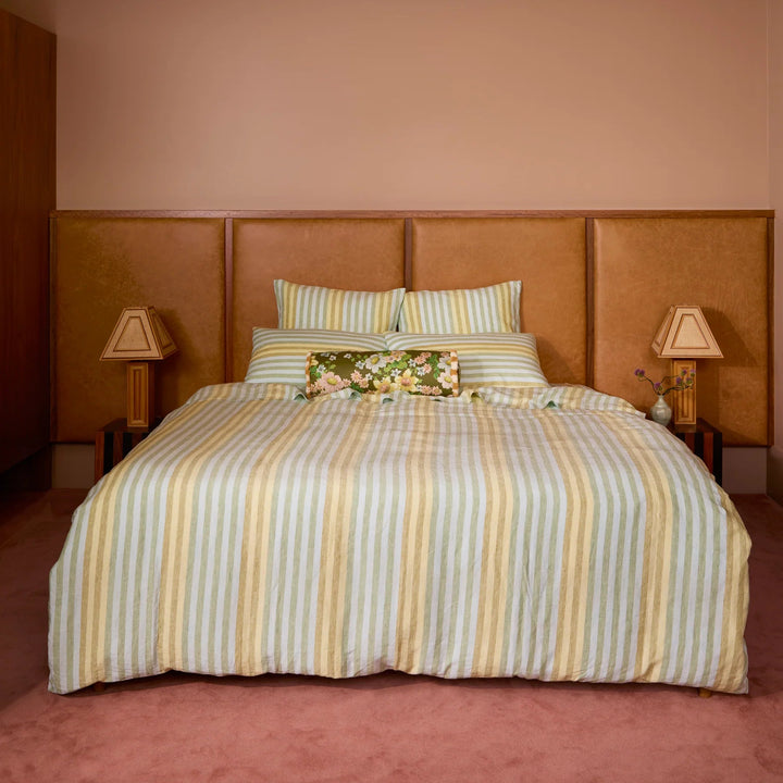 Bonnie & Neil Stripe Blue Green Linen European Pillowcases