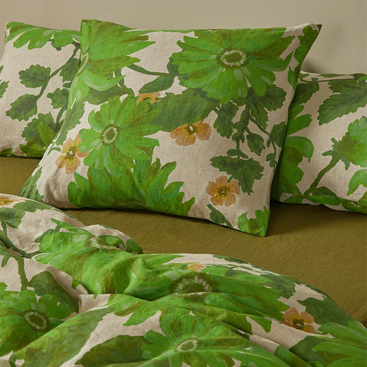 Bonnie & Neil Marigold Leaf Linen European Pillowcases