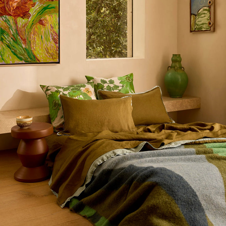 Bonnie & Neil Marigold Leaf Linen European Pillowcases