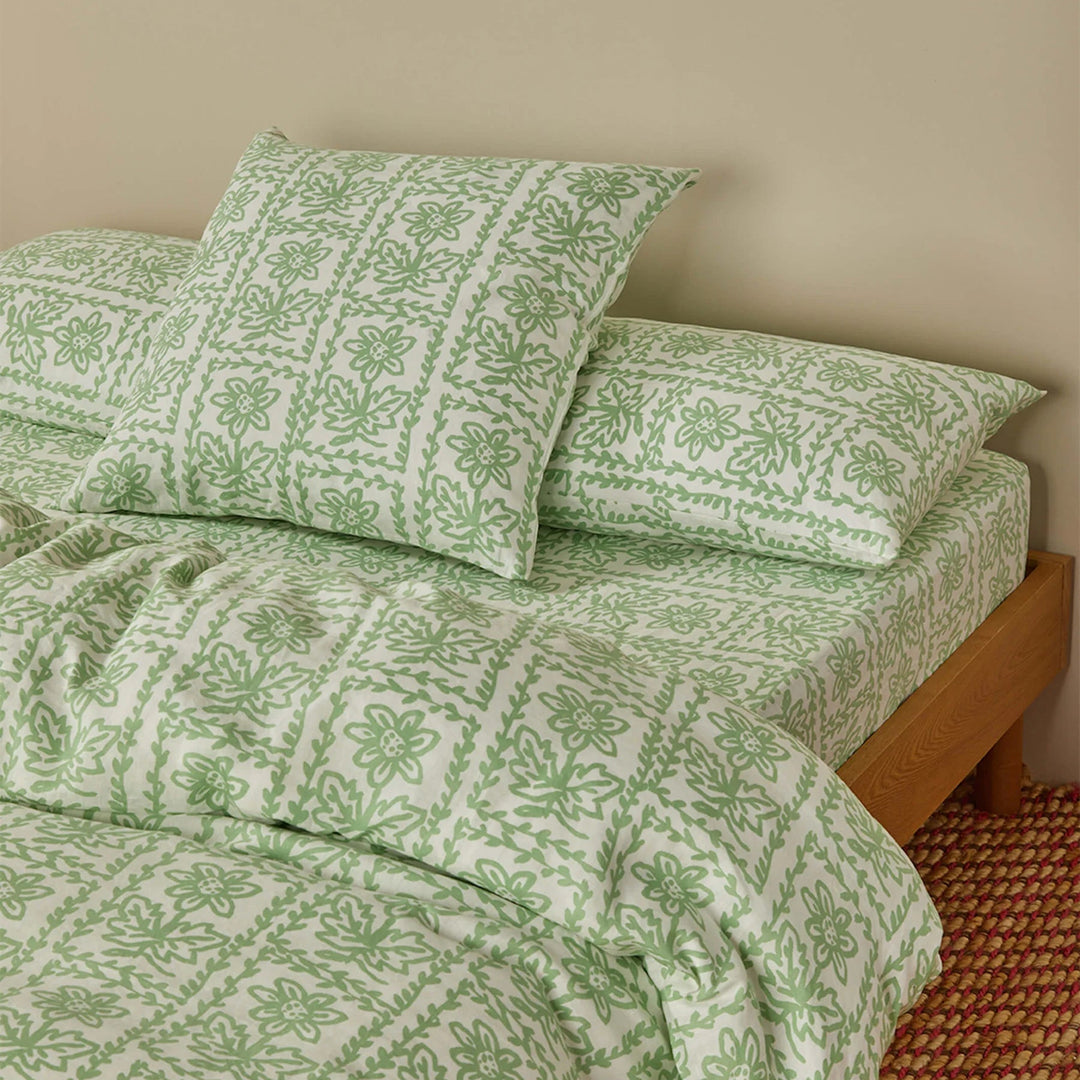 Bonnie & Neil Daisy Sage Linen European Pillowcases