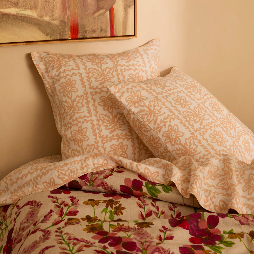 Bonnie & Neil Daisy Buff Linen European Pillowcases
