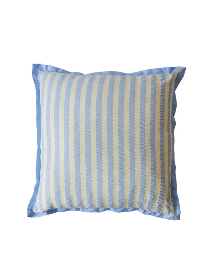 Mosey Me Butter Blue Seersucker Square Cushion