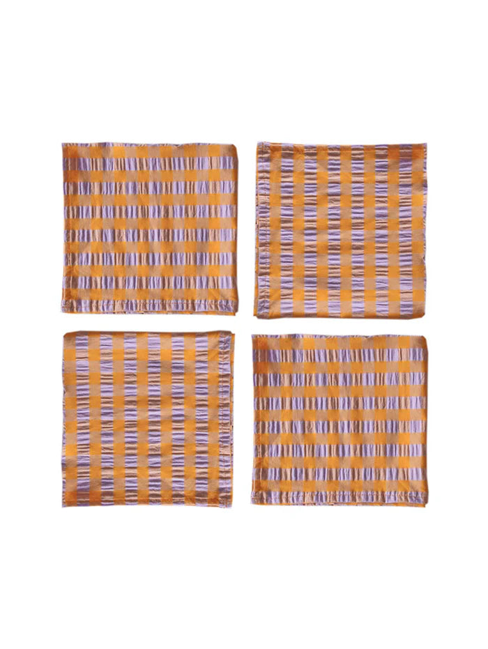 Mosey Me Kumquat Bloom Seersucker Napkin Set