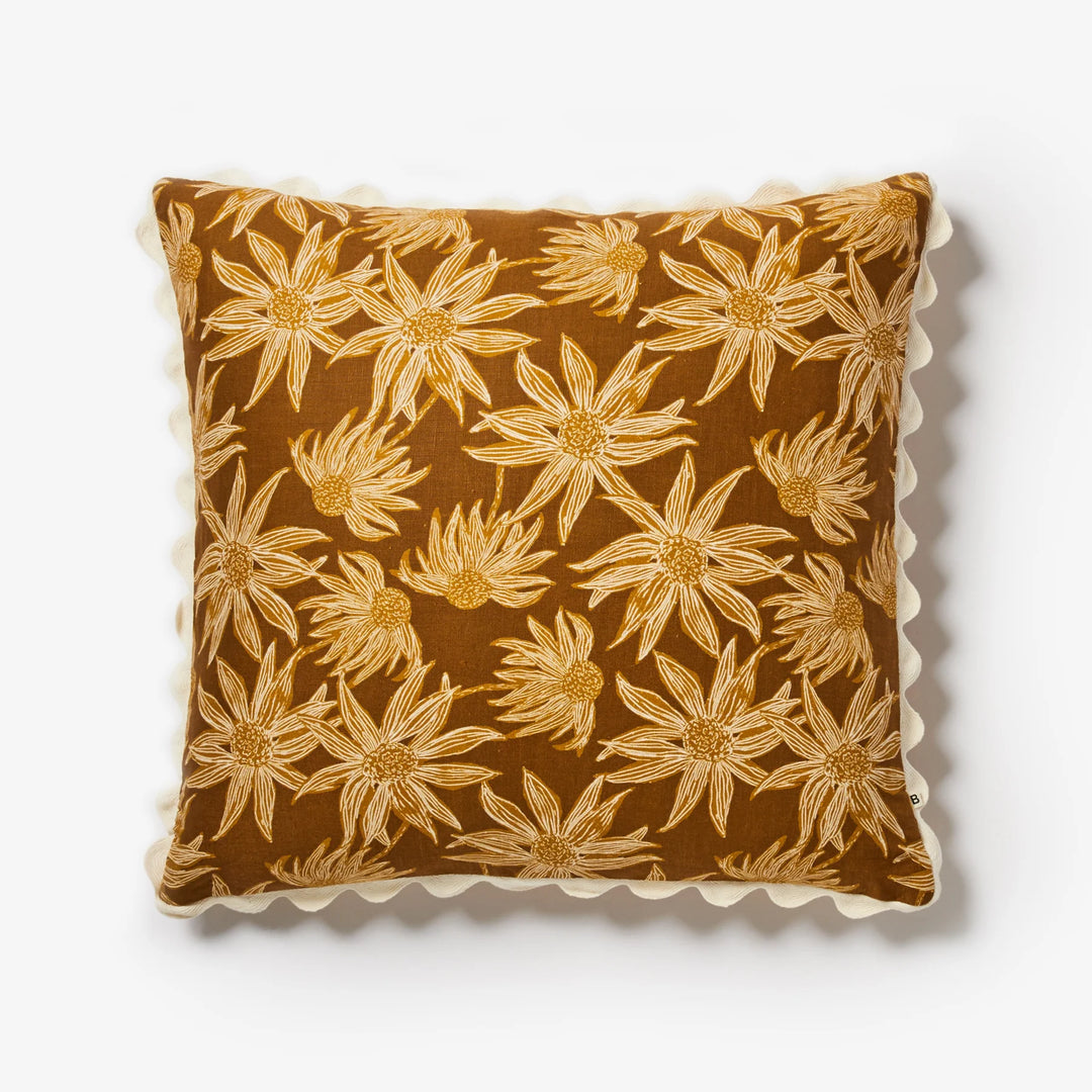 Bonnie & Neil Flannel Flower Mustard Cushion 60cm