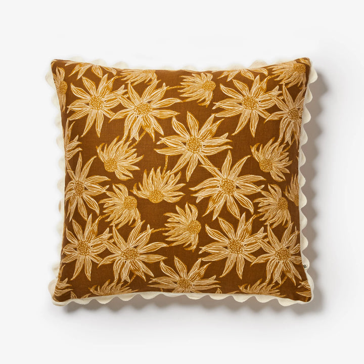 Bonnie & Neil Flannel Flower Mustard Cushion 60cm