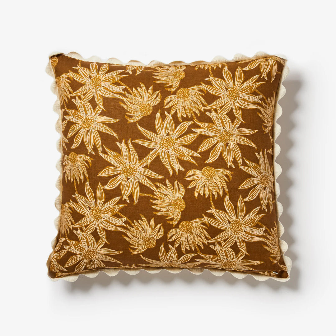 Bonnie & Neil Flannel Flower Mustard Cushion 60cm