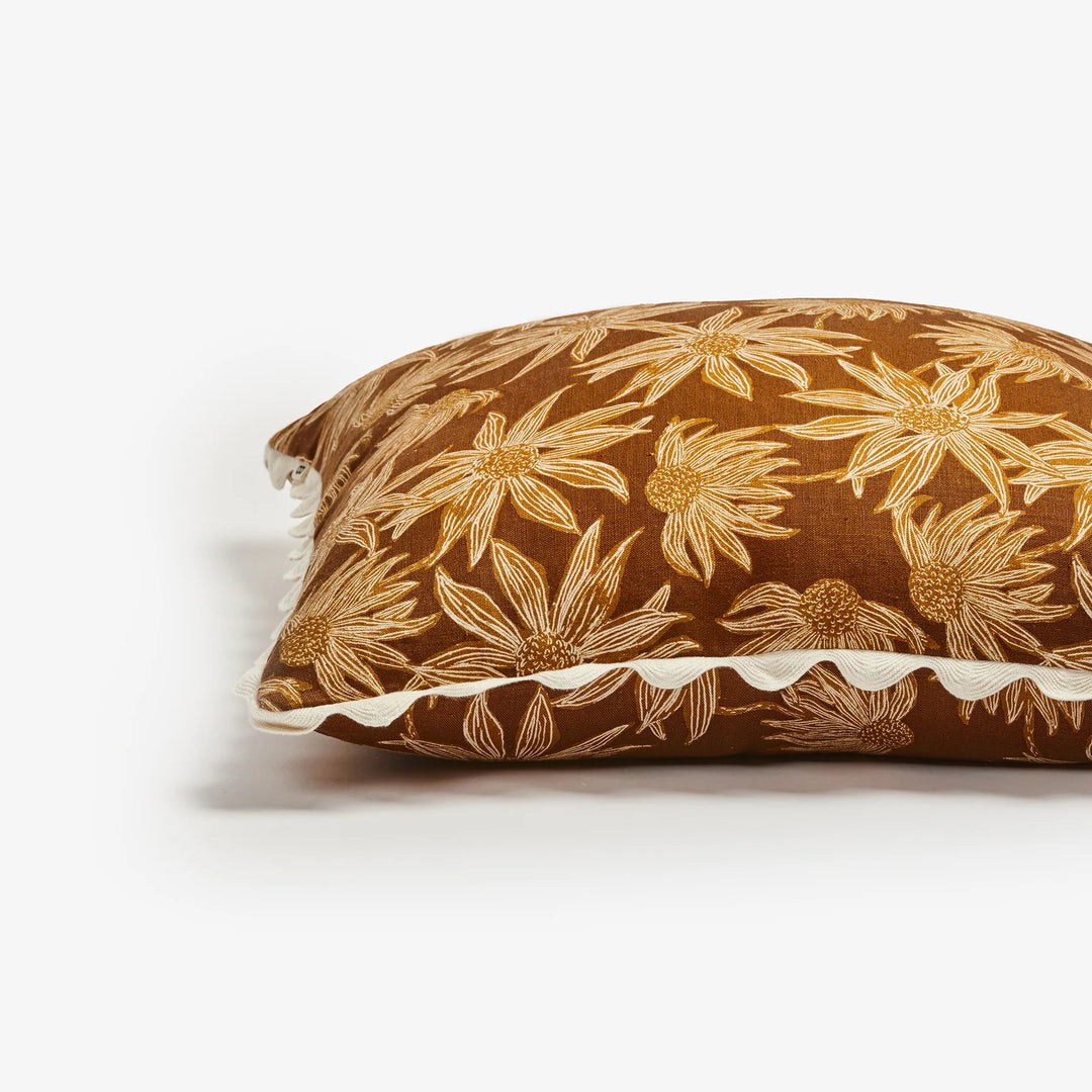 Bonnie & Neil Flannel Flower Mustard Cushion 60cm