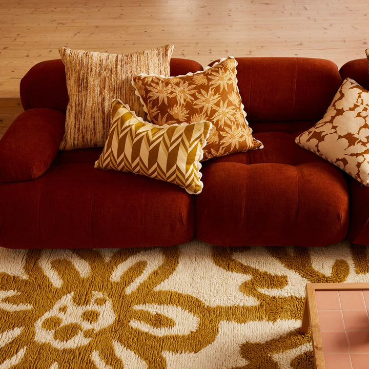 Bonnie & Neil Flannel Flower Mustard Cushion 60cm