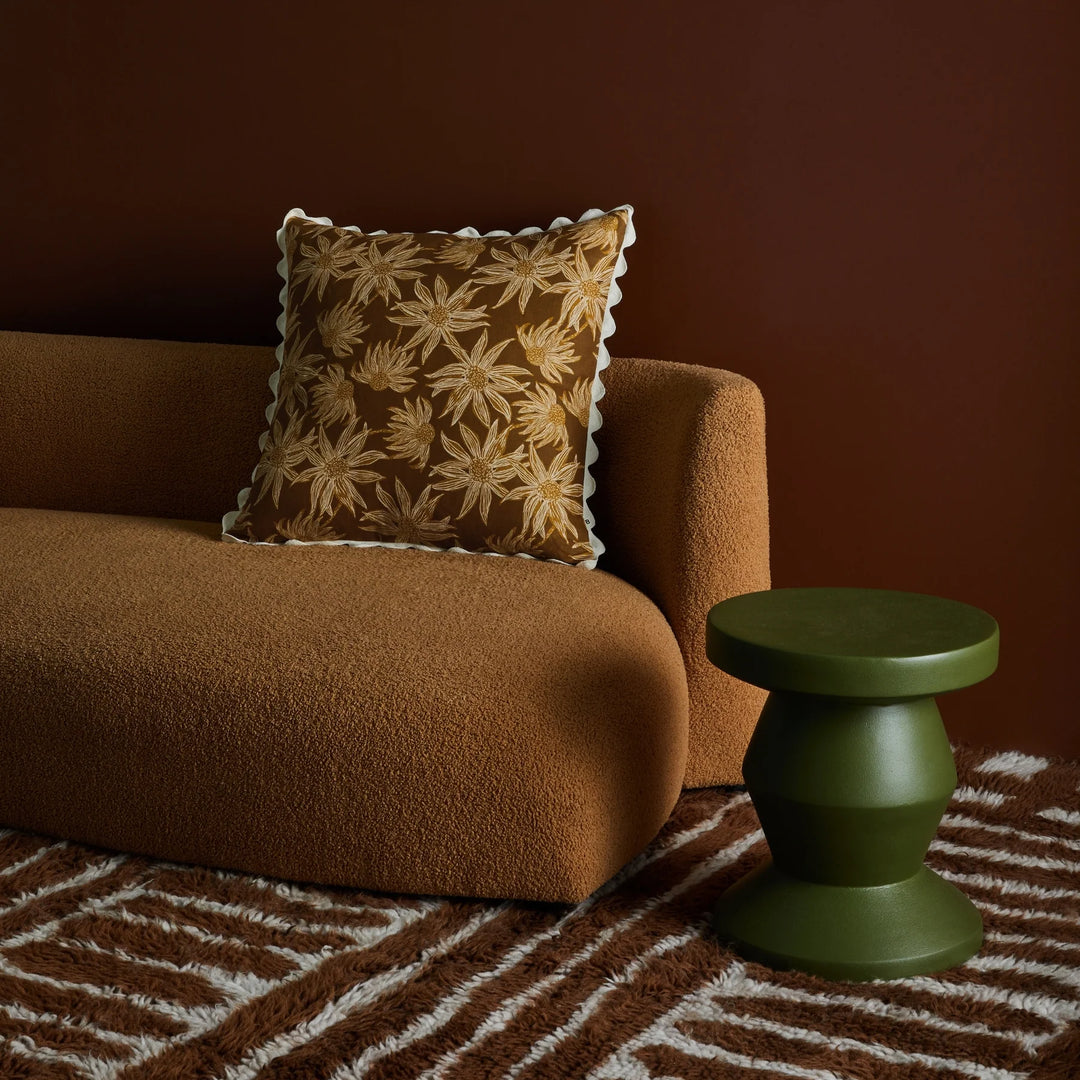 Bonnie & Neil Flannel Flower Mustard Cushion 60cm