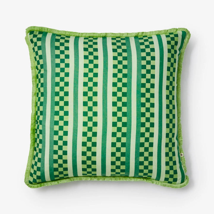 Bonnie & Neil Marco Tile Green Linen Cushion 60cm
