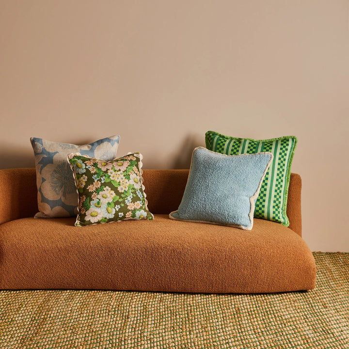 Bonnie & Neil Marco Tile Green Linen Cushion 60cm