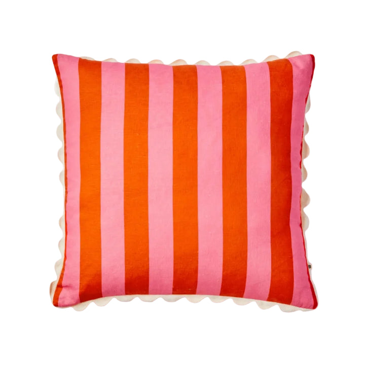 Bonnie & Neil Bold Stripe Sorbet Linen Cushion 60cm