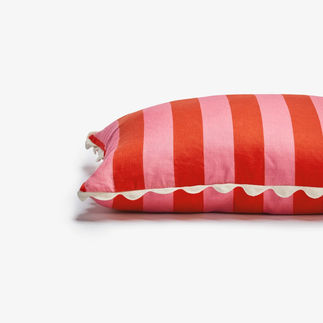 Bonnie & Neil Bold Stripe Sorbet Linen Cushion 60cm