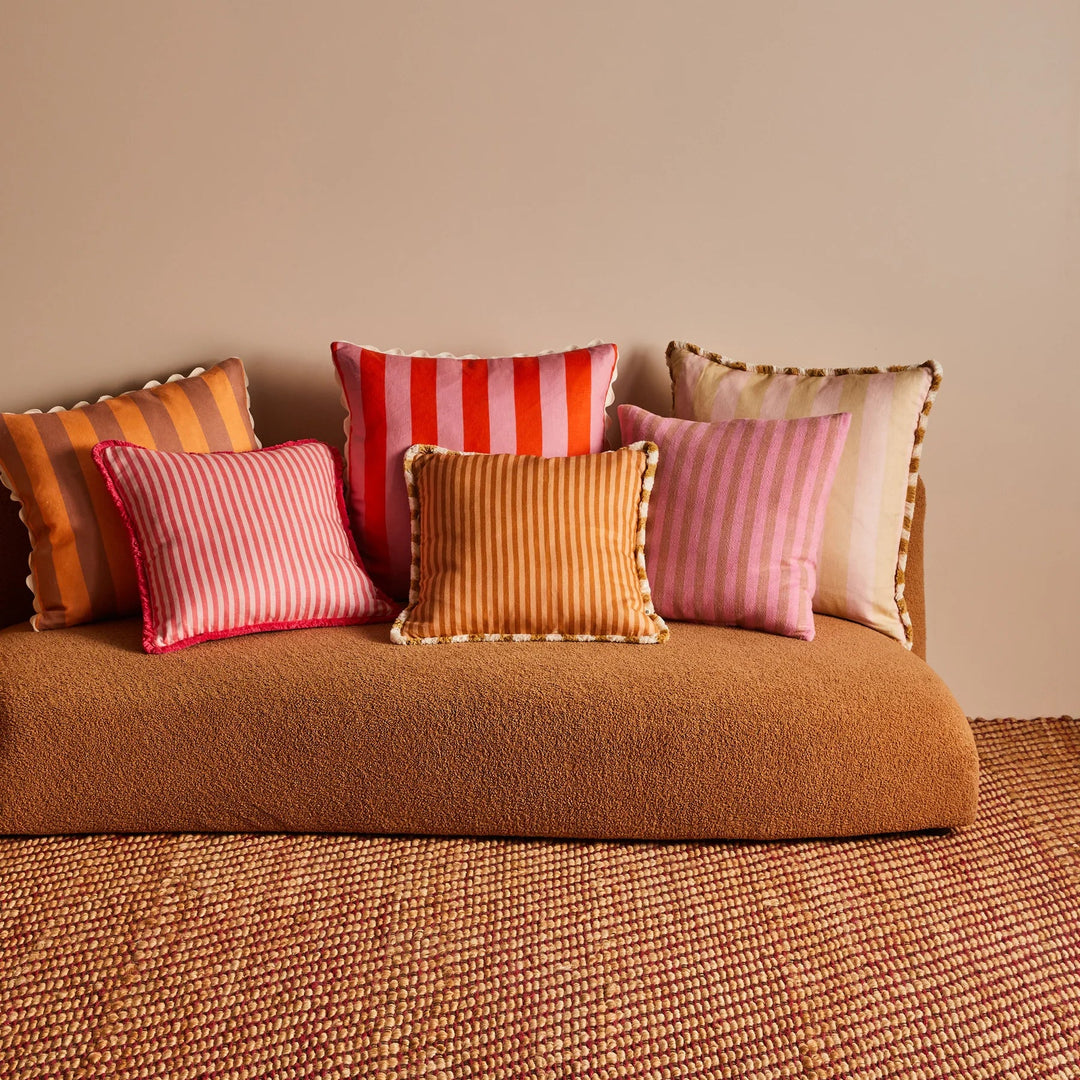 Bonnie & Neil Bold Stripe Sorbet Linen Cushion 60cm