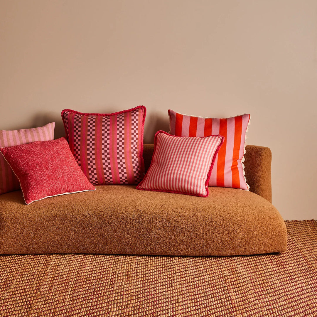 Bonnie & Neil Bold Stripe Sorbet Linen Cushion 60cm