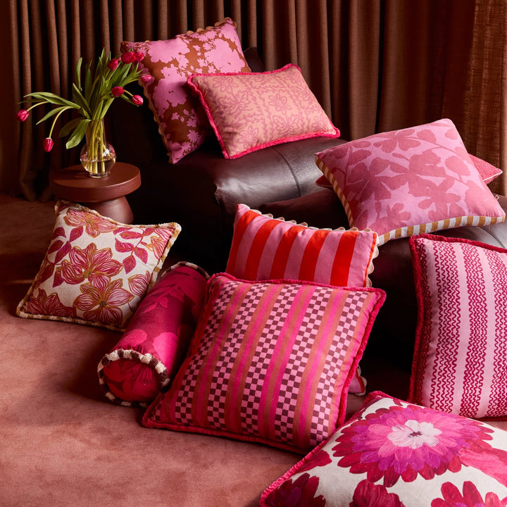 Bonnie & Neil Bold Stripe Sorbet Linen Cushion 60cm