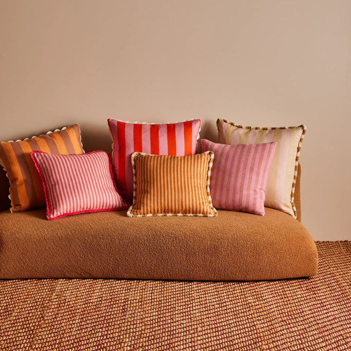 Bonnie & Neil Bold Stripe Peach Cushion 60cm