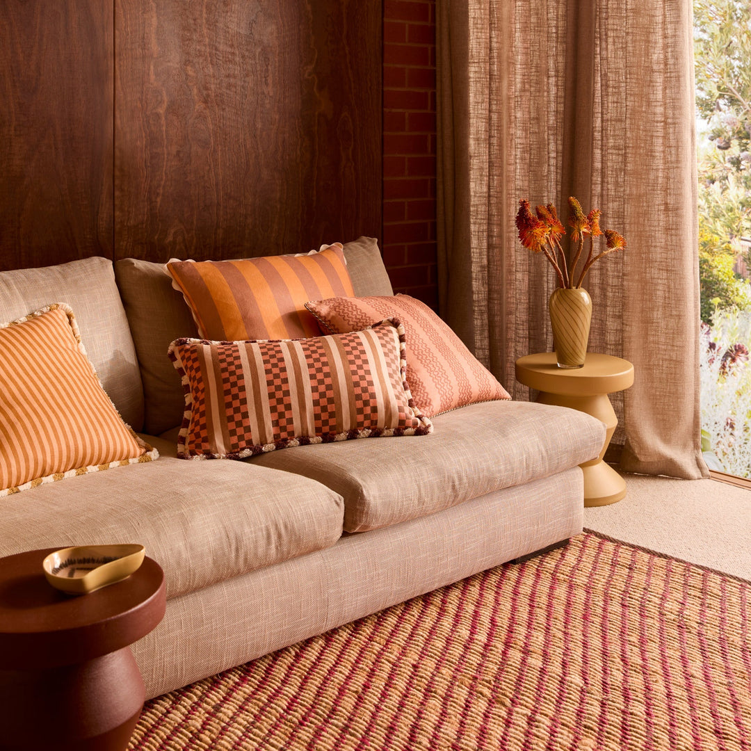 Bonnie & Neil Bold Stripe Peach Cushion 60cm