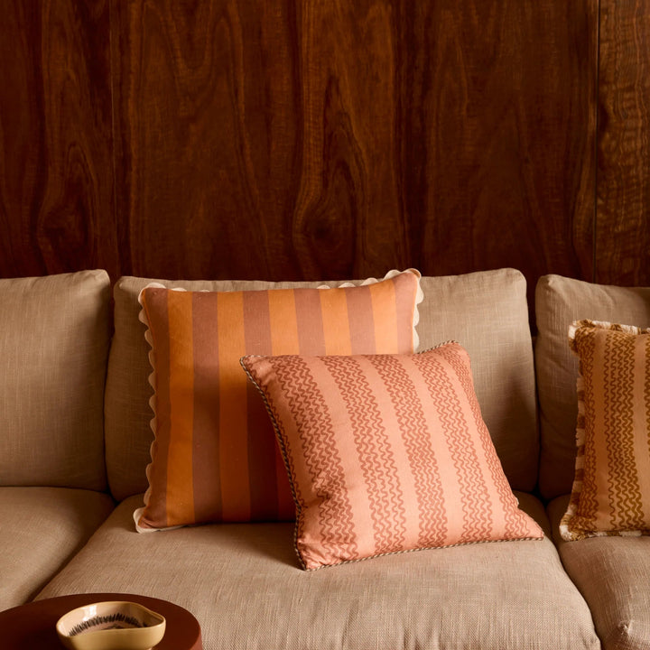 Bonnie & Neil Bold Stripe Peach Cushion 60cm