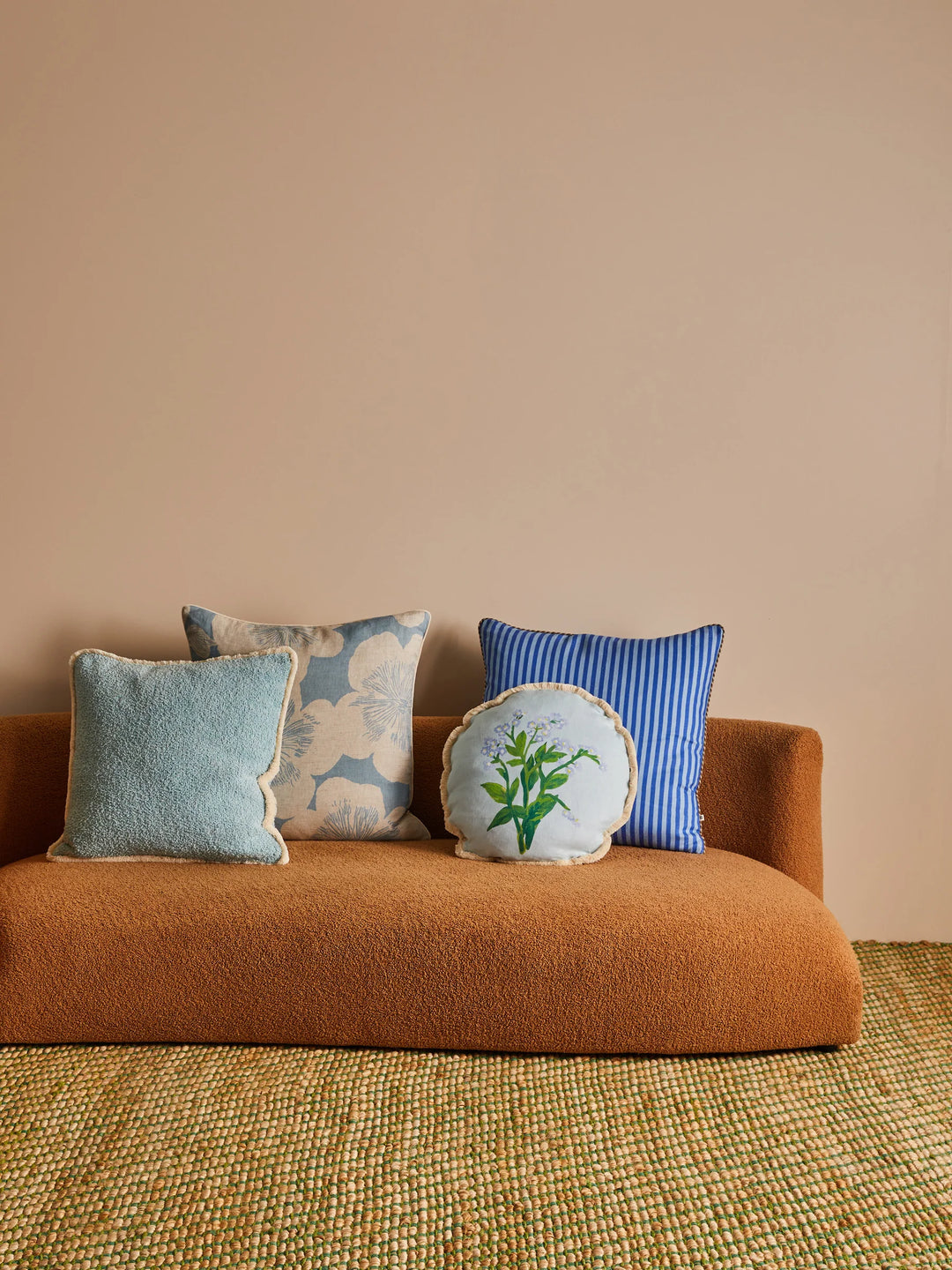 Bonnie & Neil Pinstripe Blue Linen Cushion 60cm