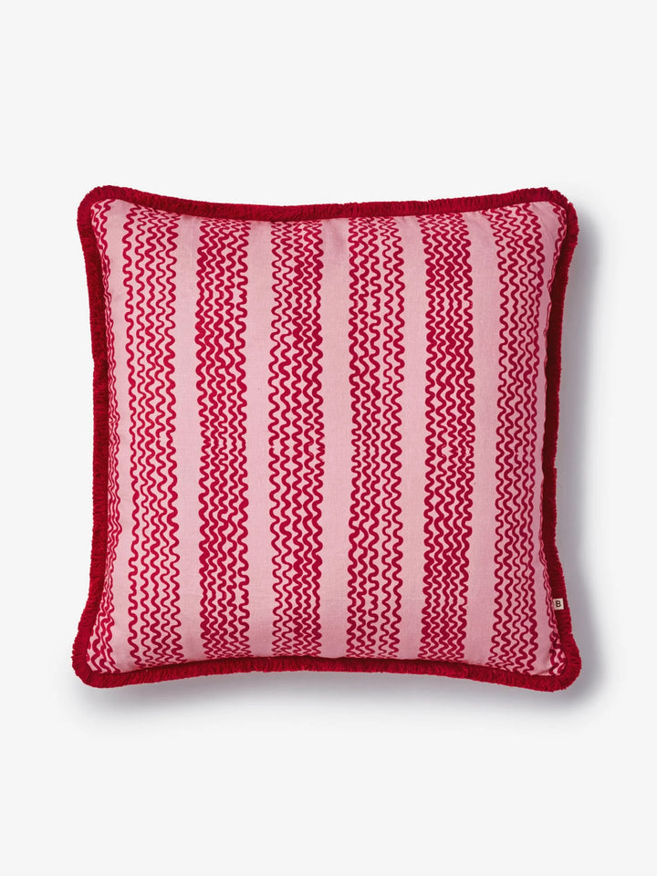 Bonnie & Neil Mini Wave Pink Linen Cushion 60cm