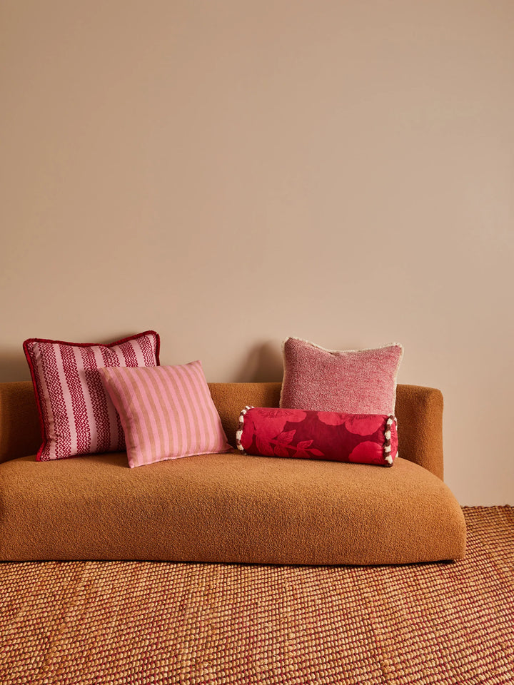 Bonnie & Neil Mini Wave Pink Linen Cushion 60cm