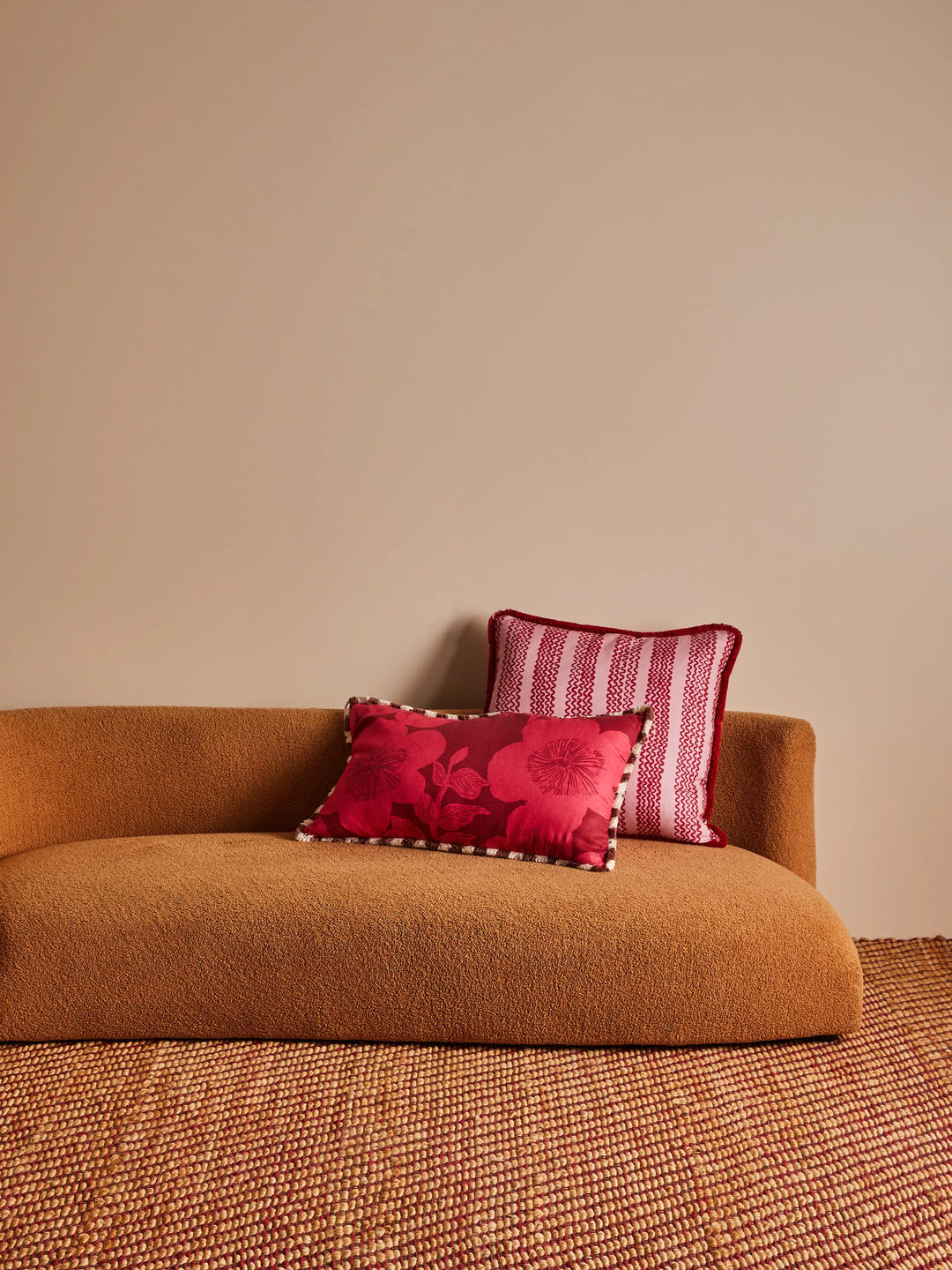 Bonnie & Neil Mini Wave Pink Linen Cushion 60cm