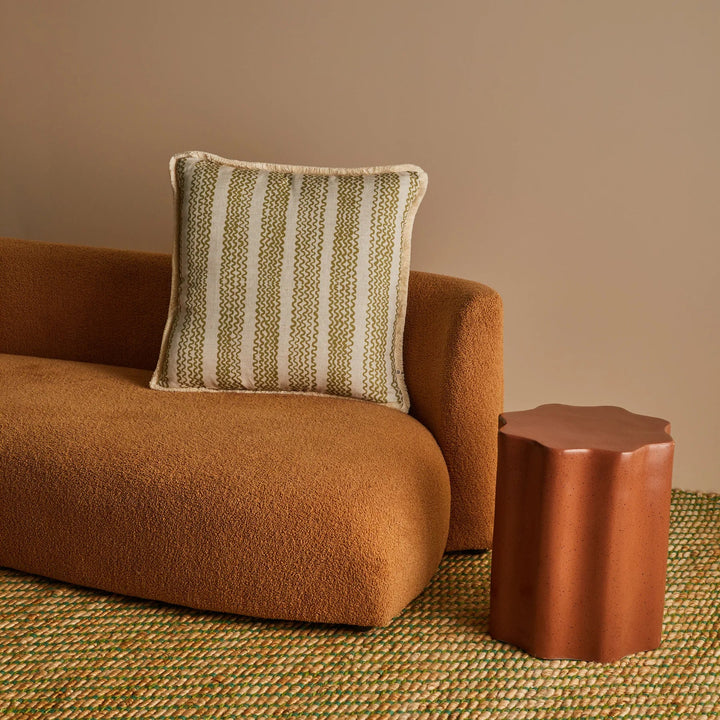 Bonnie & Neil Mini Wave Olive Linen Cushion 60cm