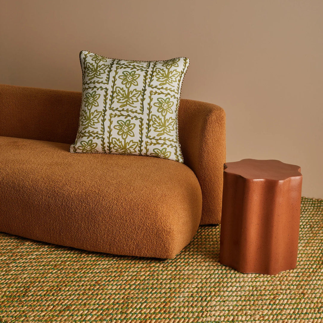 Bonnie & Neil Daisy Olive Linen Cushion 60cm