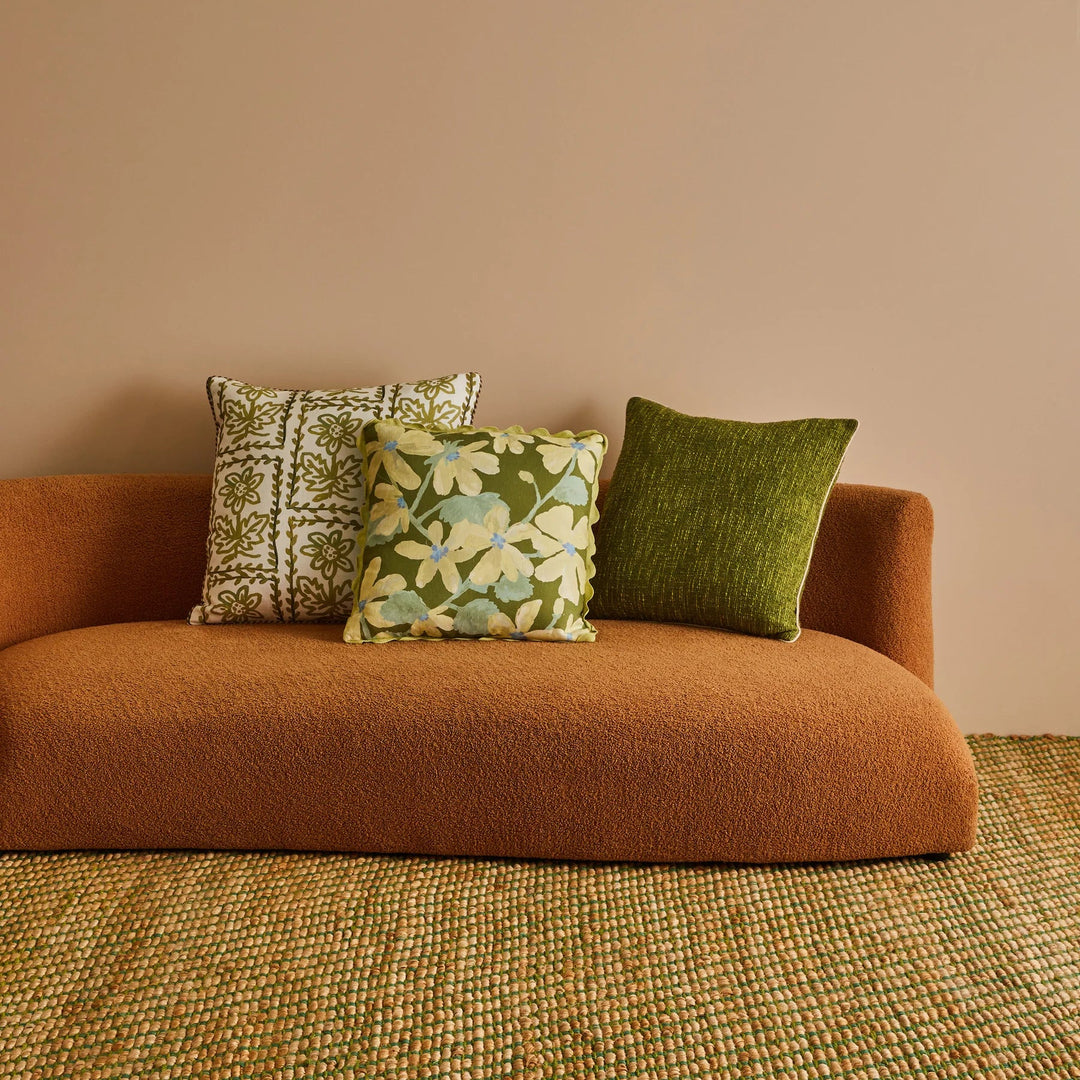 Bonnie & Neil Daisy Olive Linen Cushion 60cm