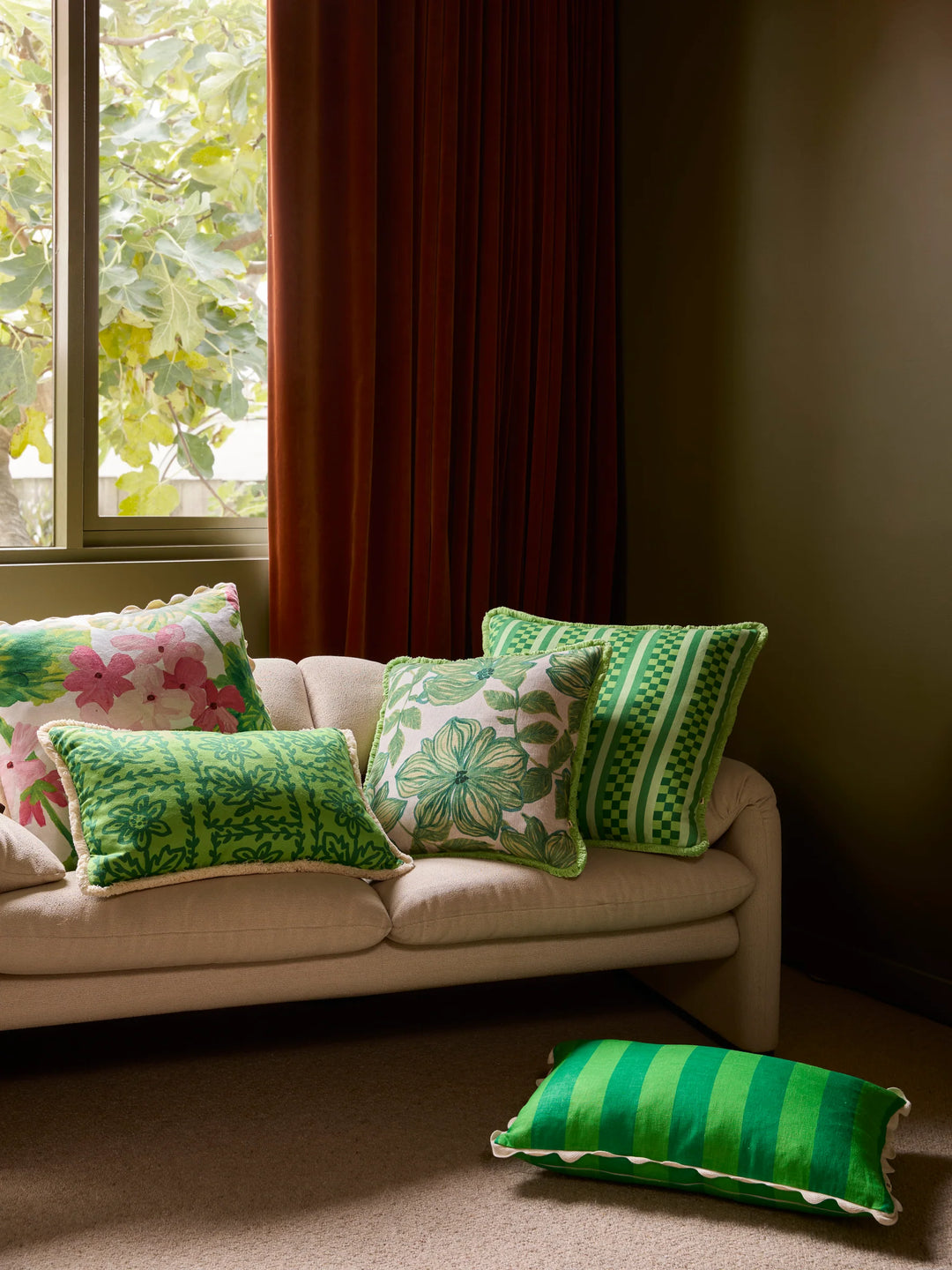 Bonnie & Neil Geranium Multi Linen Cushion 60cm