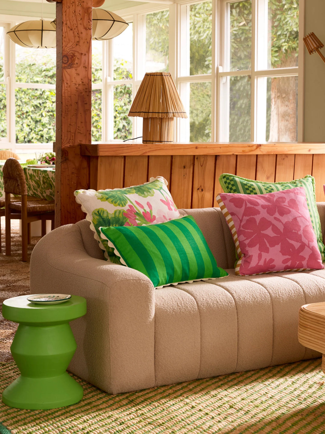 Bonnie & Neil Geranium Multi Linen Cushion 60cm