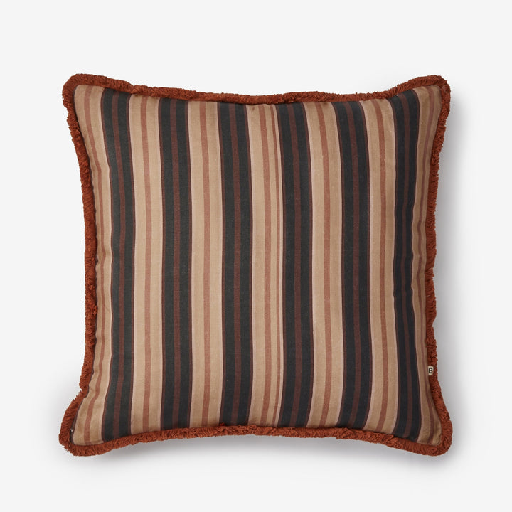 Bonnie & Neil Suiting Stripe Black Tan Cushion 60cm
